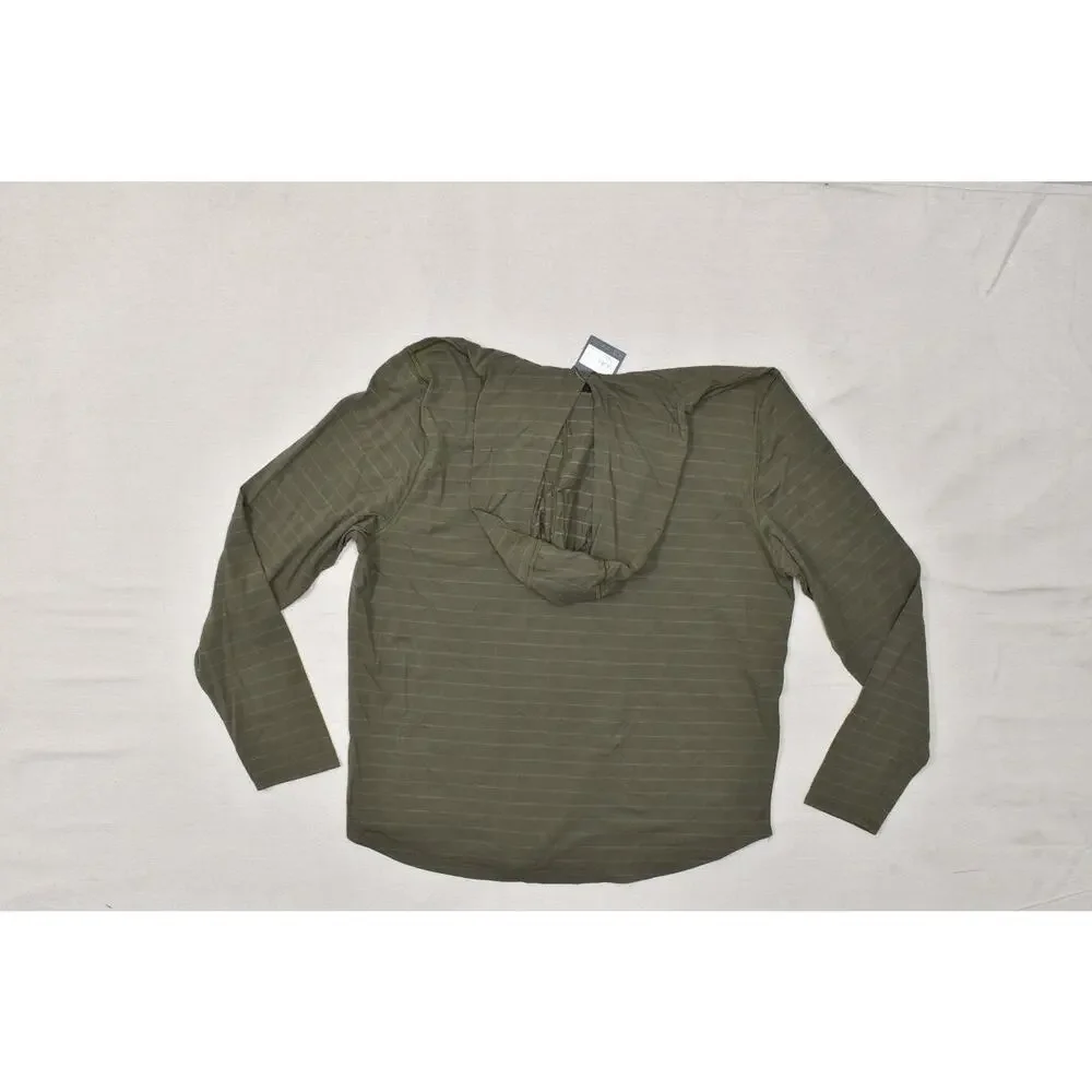 VRST Essential Hoodie Striped UV Protect Breathable Long Sleeve Green Size L NEW - Picture 2 of 8
